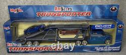NEW Maisto Allstars Metallic Blue Transporter Hauler withExclusive Vehicle RARE