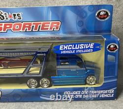 NEW Maisto Allstars Metallic Blue Transporter Hauler withExclusive Vehicle RARE