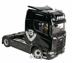 NZG Scania V8 730S 4x2 towing vehicle Black with acessories set 1/18 Scale New