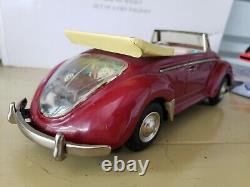 NomuraShowa Toys Japan Tin Lighted Friction Volkswagen Convertible Car 1960