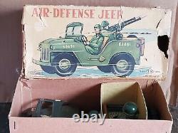 Nomura Japan Tin Litho Friction Air Defense Jeep U. S. Army Military Toy Car