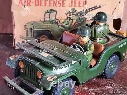 Nomura Japan Tin Litho Friction Air Defense Jeep U. S. Army Military Toy Car