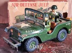 Nomura Japan Tin Litho Friction Air Defense Jeep U. S. Army Military Toy Car