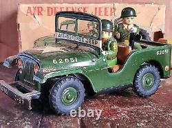 Nomura Japan Tin Litho Friction Air Defense Jeep U. S. Army Military Toy Car