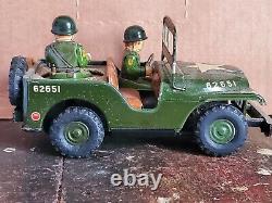 Nomura Japan Tin Litho Friction Air Defense Jeep U. S. Army Military Toy Car