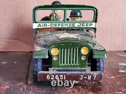 Nomura Japan Tin Litho Friction Air Defense Jeep U. S. Army Military Toy Car