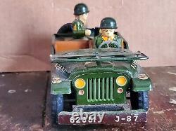 Nomura Japan Tin Litho Friction Air Defense Jeep U. S. Army Military Toy Car