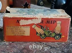 Nomura Japan Tin Litho Friction Air Defense Jeep U. S. Army Military Toy Car