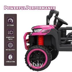 Pink Kids 2 Seater Ride on Car 24V Electric Dump Truck 4WD UTV withParental Remote