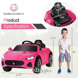 Pink Ride On Car, Licensed Maserati 12V Battery Powered Electric Car for Kids wi