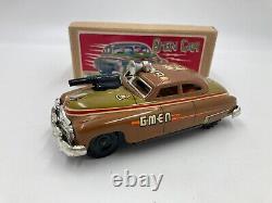 Postwar Government G Men Tin Friction Toy Car Military Spy Police Vehicle 1950s