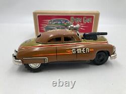 Postwar Government G Men Tin Friction Toy Car Military Spy Police Vehicle 1950s