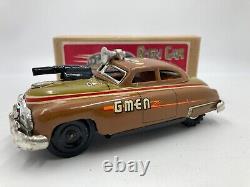 Postwar Government G Men Tin Friction Toy Car Military Spy Police Vehicle 1950s