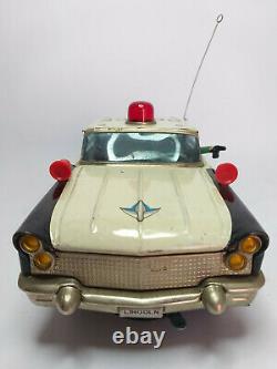 RARE Original 1960 YONEZAWA LINCOLN POLICE HIGHWAY PATROL TIN TOY CAR JAPAN