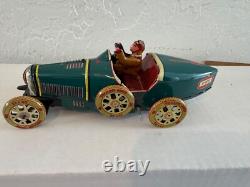 Rare Vintage JAYA TIN Green Bugatti RACING CAR IN Original Rare BOX