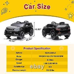 Ride on Car for Kids 12V Power Battery Electric Vehicles + Remote Control Black