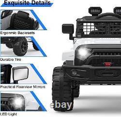 Ride on Truck Car 12V for Kids Electric Vehicles Toy Car withRemote Control White
