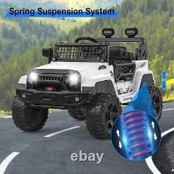 Ride on Truck Car 12V for Kids Electric Vehicles Toy Car withRemote Control White