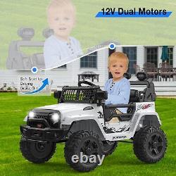 Ride on Truck Car 12V for Kids Electric Vehicles Toy Car withRemote Control White