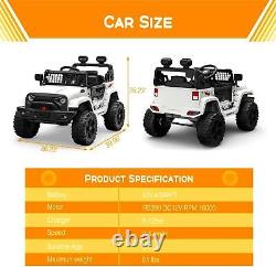Ride on Truck Car 12V for Kids Electric Vehicles Toy Car withRemote Control White