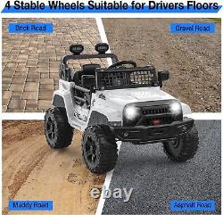 Ride on Truck Car 12V for Kids Electric Vehicles Toy Car withRemote Control White