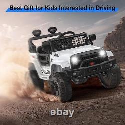 Ride on Truck Car 12V for Kids Electric Vehicles Toy Car withRemote Control White