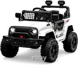 Ride on Truck Car 12V for Kids Electric Vehicles Toy Car withRemote Control White