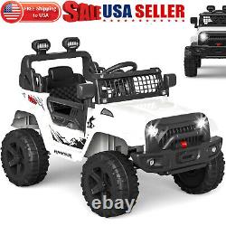 Ride on Truck Car 12V for Kids Electric Vehicles Toy Car withRemote Control White