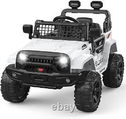 Ride on Truck Car 12V for Kids Electric Vehicles Toy Car withRemote Control White