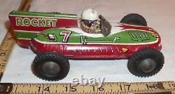 Rocket #7 Friction Race Car Tin Firction Toy Japan