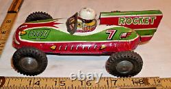 Rocket #7 Friction Race Car Tin Firction Toy Japan