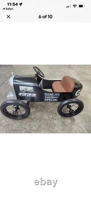 Snap-on Special Pedal Car Ride-On Toy Vehicle Black/Silver with Brown Seat