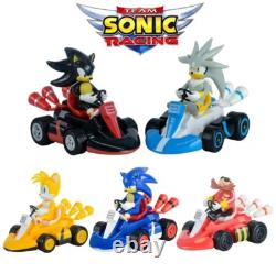 Sonic Racing Car Lot 5 Action Figures Toy Child Racing Vehicle Silver 12Cm