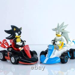 Sonic Racing Car Lot 5 Action Figures Toy Child Racing Vehicle Silver 12Cm