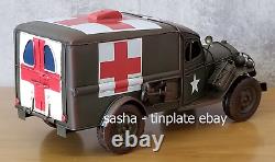 TINPLATE MODEL DOD USA ARMY TRUCK car ambulance auto medical handmade loft decor