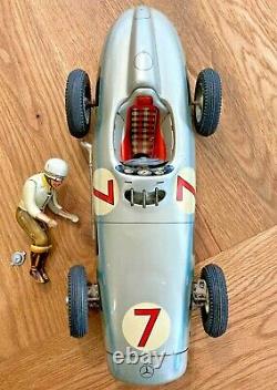 TIPPCO, VERY RARE MERCEDES W196 RACING CAR, FRICTION, TIN TOY, GERMANY, 37cm