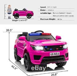 TOBBI 12V Electric Police Vehicle Battery Powered SUV Cars with Remote Control