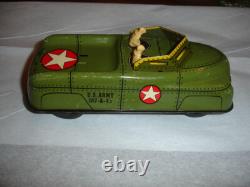 TX ESTATE VTG Courtland 40s 50s Tin Litho US Army Vehicle Friction Toy Car 7