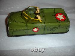 TX ESTATE VTG Courtland 40s 50s Tin Litho US Army Vehicle Friction Toy Car 7