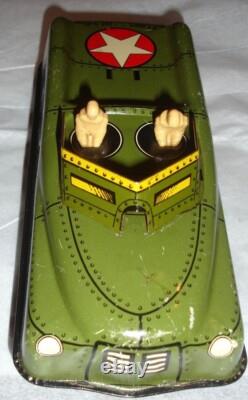 TX ESTATE VTG Courtland 40s 50s Tin Litho US Army Vehicle Friction Toy Car 7