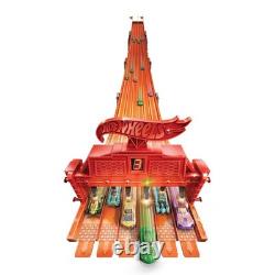 Toy Car Playset with Lights, Sounds & 6 164 Scale Vehicles, Super 6-Lane Rac