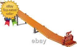 Toy Car Playset with Lights, Sounds & 6 164 Scale Vehicles, Super 6-Lane Racewa