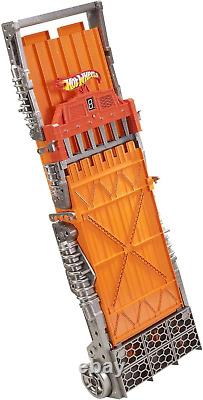 Toy Car Playset with Lights, Sounds & 6 164 Scale Vehicles, Super 6-Lane Racewa