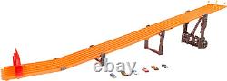 Toy Car Playset with Lights, Sounds & 6 164 Scale Vehicles, Super 6-Lane Racewa