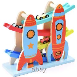 Toy Car Ramp Toddler Race Track with 4 Cars Racer, Kids Vehicle Playsets