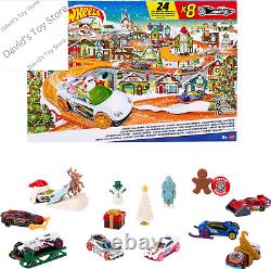 Toy Car Set, 2023 Advent Calendar with 8 164 Scale Vehicles, 16 Accessories & P
