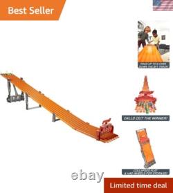 Toy Car Track Set with Lights, Sounds & 6 164 Scale Vehicles, Super 6-Lane R