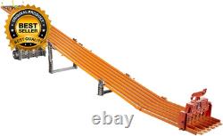 Toy Car Track Set with Lights, Sounds & 6 164 Scale Vehicles, Super 6-Lane Race