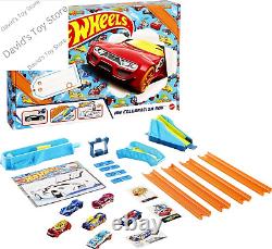 Toy Cars & Track Set, HW Celebration Box of 6 164 Scale Vehicles, Track, Connec