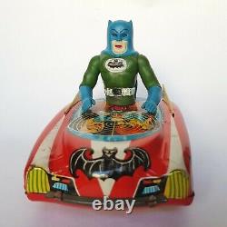 Ultra Rare 1966's BATMOBILE BATMAN CAR/TANK Litho Tin Friction Toy Yanoman Japan